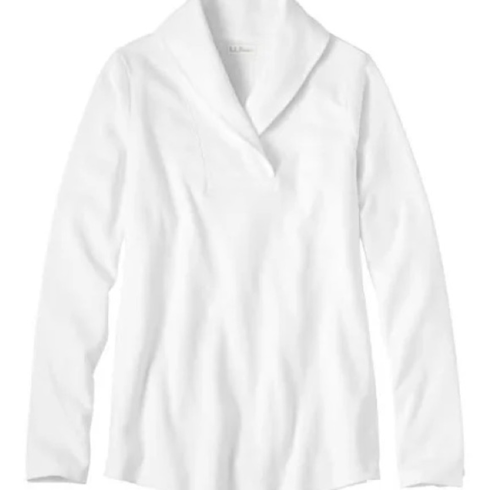 L.L. Bean Cream Shawl Collar Top